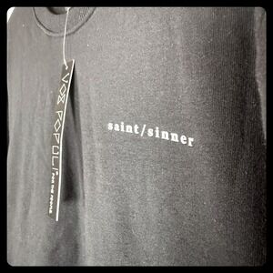 Vox Populi Saint Sinner Black Crewneck Sweatshirt‎ Mens L New With Tags